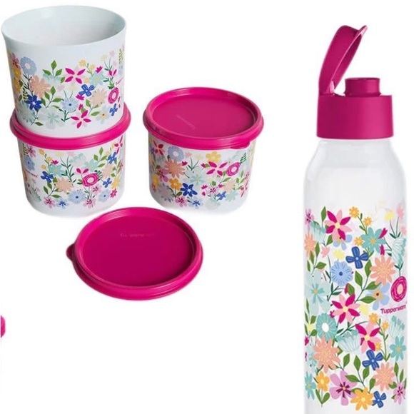 Tupperware Other - Tupperware Wildflowers set of stacking canisters and water bottle